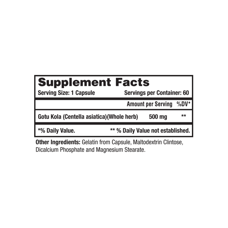 Centella Asiatica 500mg - 60 Capsules for Brain Health