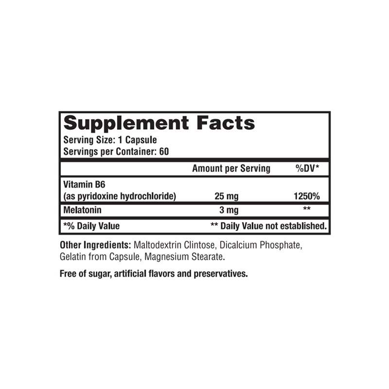 Melatonin B6 3Mg - 60 Capsules for Better Sleep
