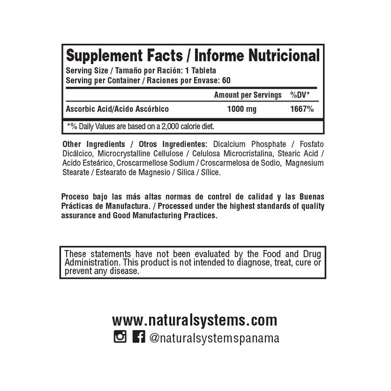 Vitamin C 1000mg - 60 Tabs for Immune Support