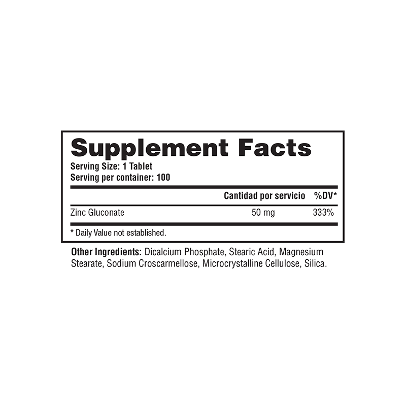 Zinc Gluconate 100 Tabs - Immune System Support