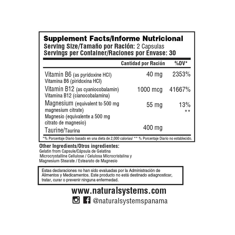 Magnesium Citrate 500mg 60 Capsules - Natural Systems