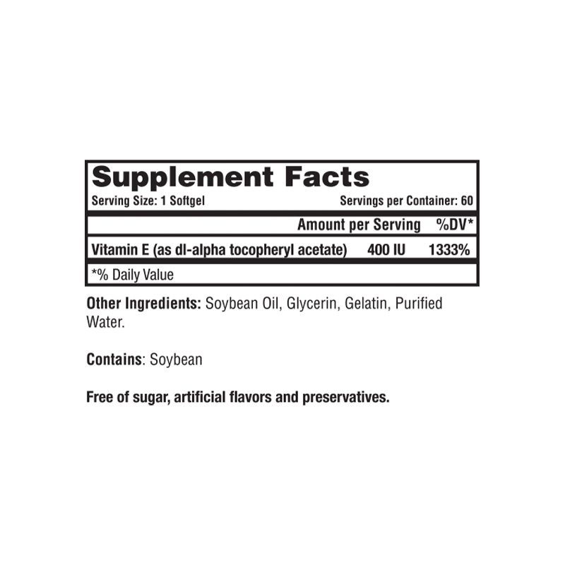 Vitamin E 400IU - 60 Softgels for Antioxidant Support